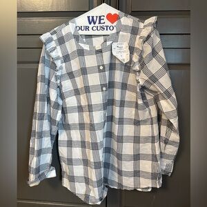 J. Crew Black and White Striped Blouse